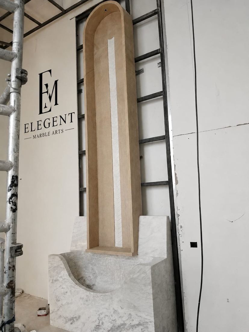 Marble Fountain: in the making, made to order marble