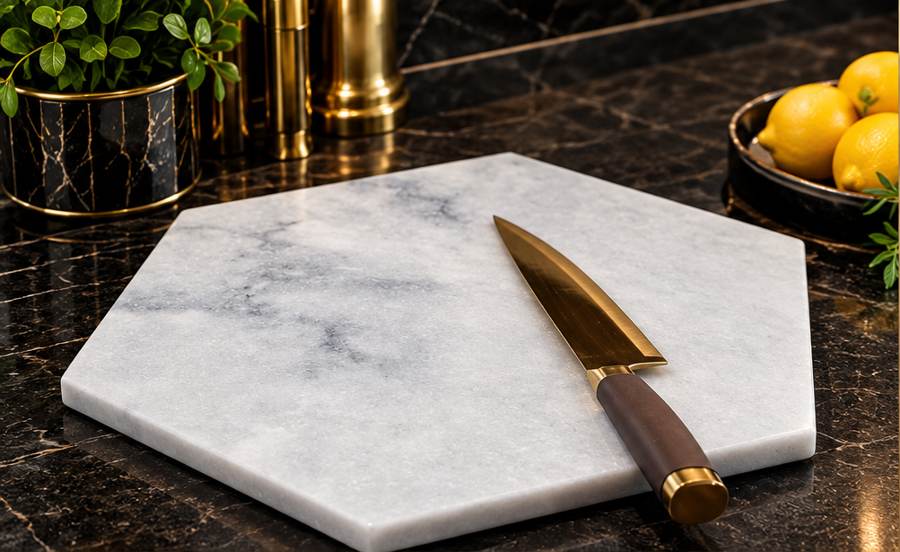Marble Hexagon Board: handcrafted Natural marble