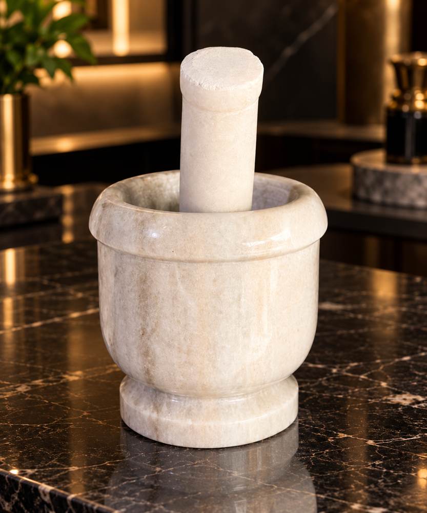 Marble Mortar & Pestle: handcrafted Natural marble