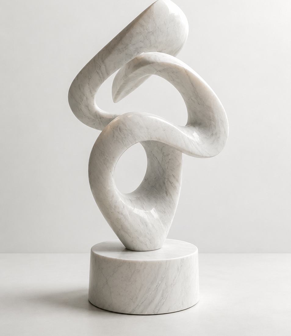 Marble Loop Sculpture: handcrafted marble, made to order